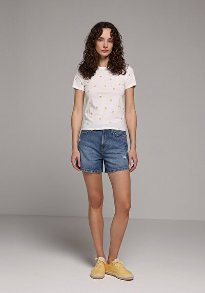 Image de T-shirt À Manches Courtes Blanc Slim Fit  Femme