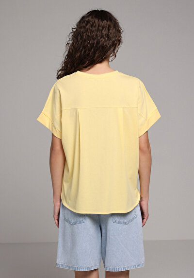 Image de T-shirt À Manches Courtes Jaune Regular Fit Droit Femme