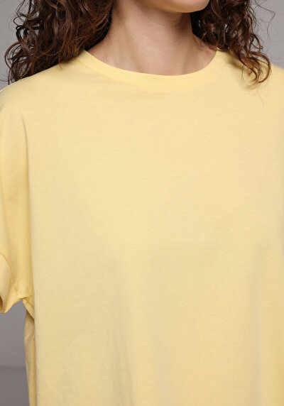 Image de T-shirt À Manches Courtes Jaune Regular Fit Droit Femme