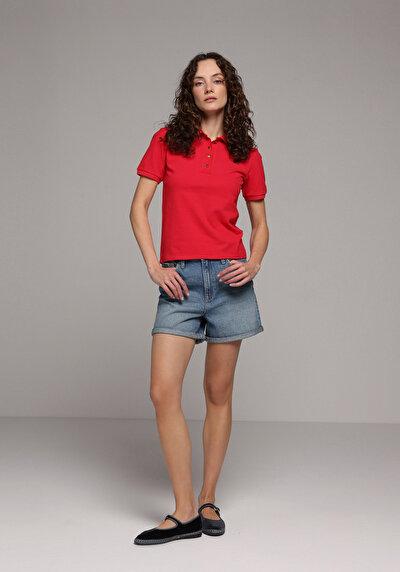 Image de Rouge Slim Fit Droit Pique Femme