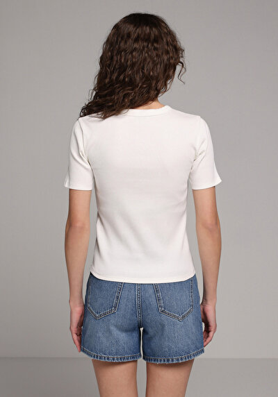 Image de Chemise Polo À Manches Courtes Blanc Droit Slim Fit Femme