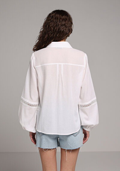 Image de Chemisier À Manches Longues Blanc Fashion Fit Femme