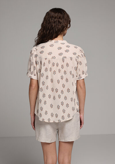 Afficher les détails de Chemise À Manches Courtes Beige  Fashion Fit Femme