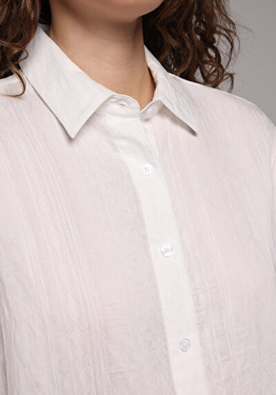 Image de Chemise À Manches Longues Blanc Boyfriend Fit Jakarli Ratière Femme