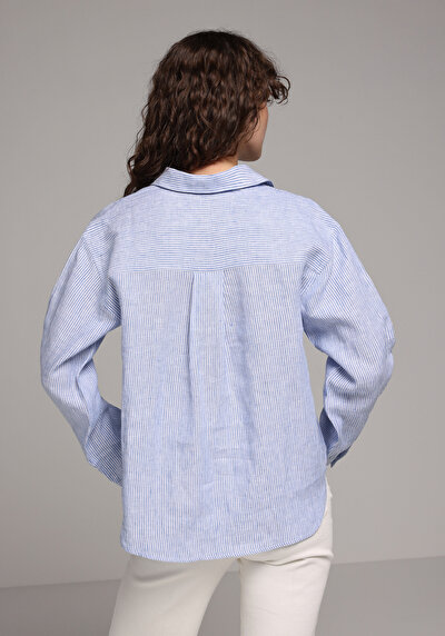 Image de Chemise À Manches Longues Bleu Fashion Fit Rayé Uni Femme