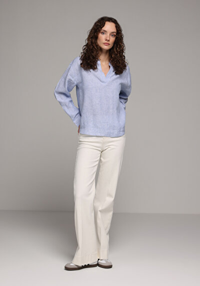 Image de Chemise À Manches Longues Bleu Fashion Fit Rayé Uni Femme