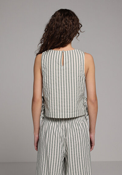 Image de Chemise À Manches Courtes Vert Rayé Fashion Fit Femme