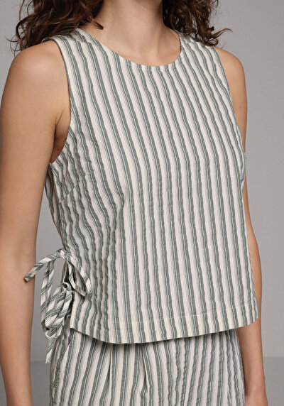 Image de Chemise À Manches Courtes Vert Rayé Fashion Fit Femme