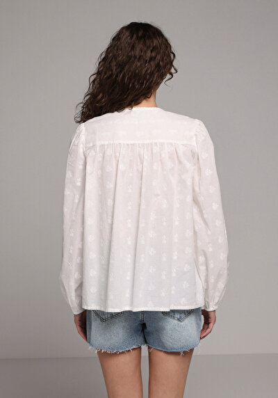 Image de Chemisier À Manches Longues Blanc Fashion Fit Femme
