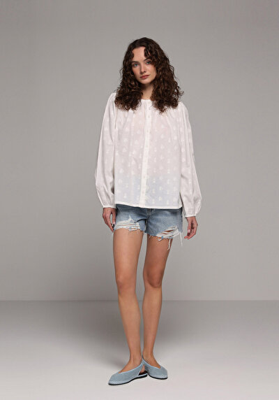 Image de Chemisier À Manches Longues Blanc Fashion Fit Femme