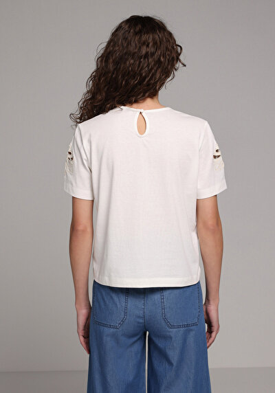 Image de Blouse À Manches Courtes Ecru Regular Fit Manches Courtes Femme