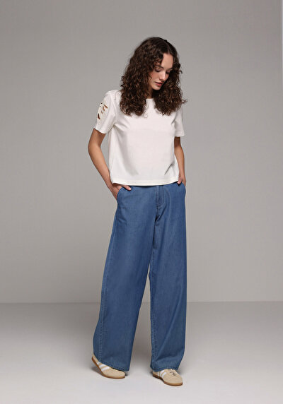 Image de Blouse À Manches Courtes Ecru Regular Fit Manches Courtes Femme