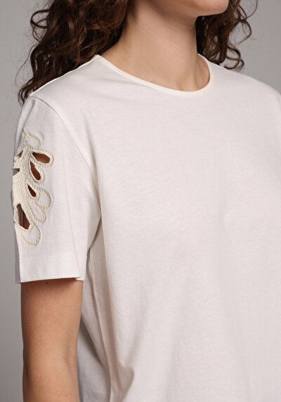 Image de Blouse À Manches Courtes Ecru Regular Fit Manches Courtes Femme