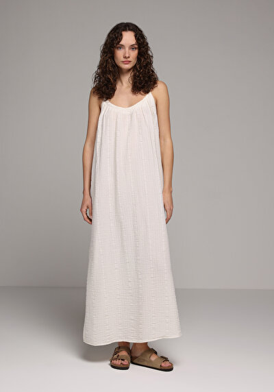 Image de Robe Ecru Regular Fit  Maxi Mousseline Femme