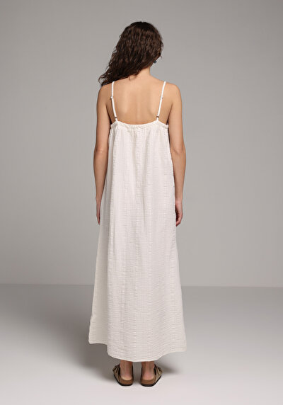 Image de Robe Ecru Regular Fit  Maxi Mousseline Femme