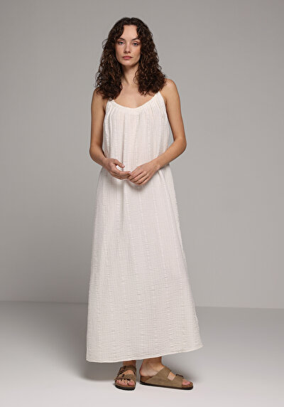 Image de Robe Ecru Regular Fit  Maxi Mousseline Femme