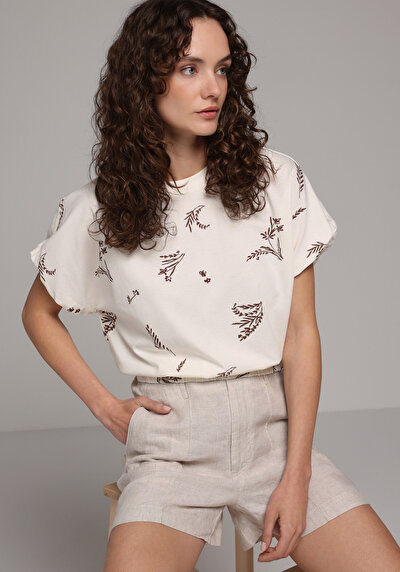Image de T-shirt À Manches Courtes Blanc Regular Fit Femme