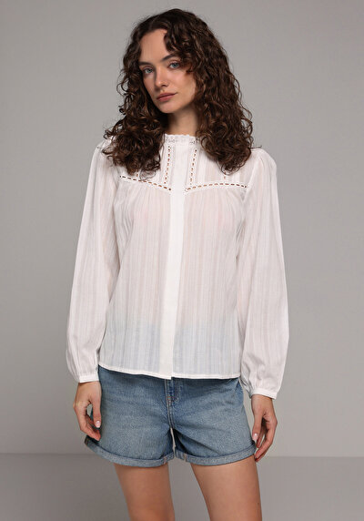 Image de Chemisier À Manches Longues Blanc Fashion Fit Femme
