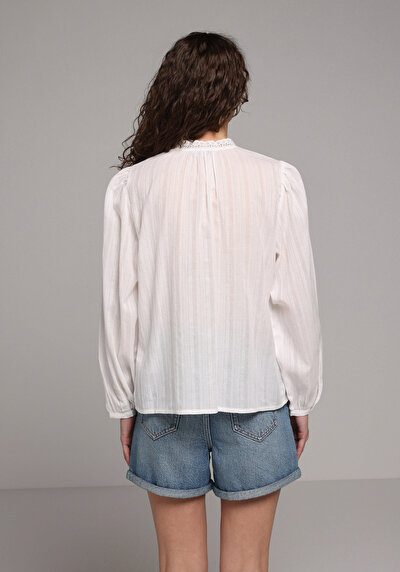 Image de Chemisier À Manches Longues Blanc Fashion Fit Femme