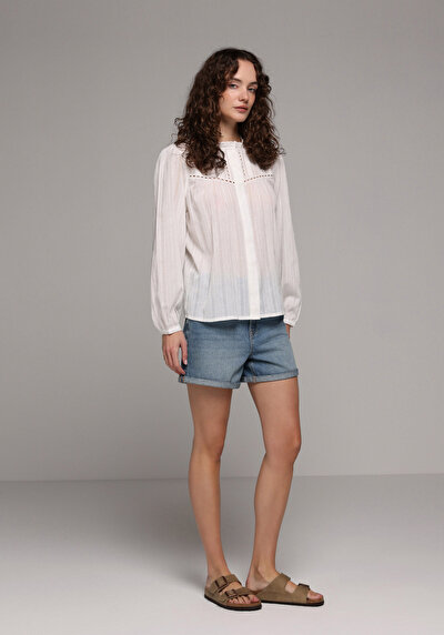 Image de Chemisier À Manches Longues Blanc Fashion Fit Femme