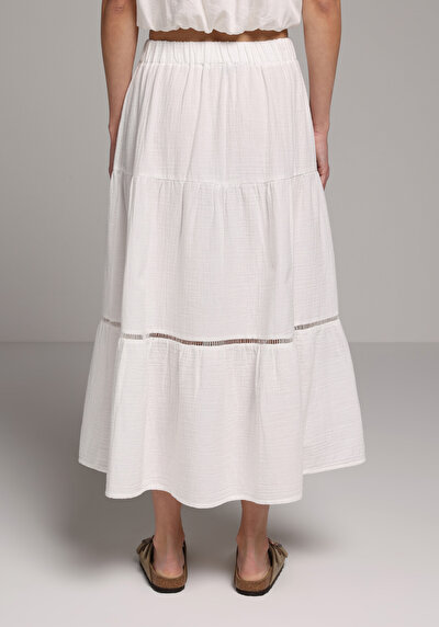 Image de Jupe Blanc  Droit Mousseline Maxi Femme