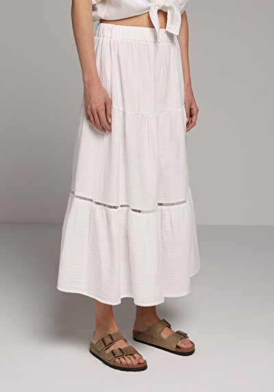 Image de Jupe Blanc  Droit Mousseline Maxi Femme