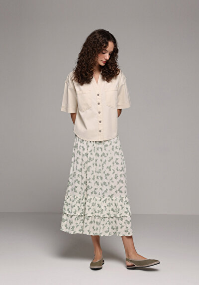 Image de Jupe Ecru   Uni Maxi Femme