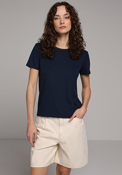 Image de T-shirt À Manches Courtes Marine Regular Fit Droit Femme