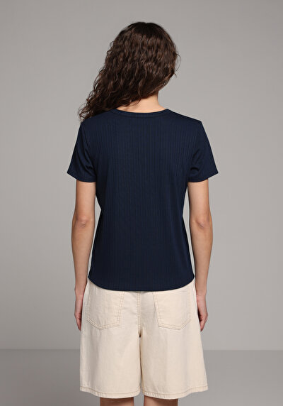 Image de T-shirt À Manches Courtes Marine Regular Fit Droit Femme