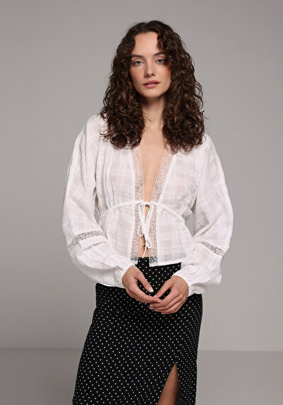 Image de Chemisier À Manches Longues Blanc Fashion Fit Femme