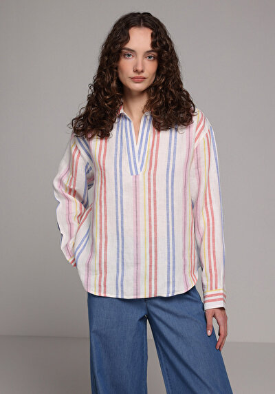 Image de Chemise À Manches Longues Multicolou Fashion Fit Rayé Uni Femme