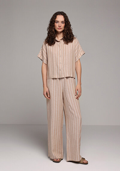 Image de Pantalon Straight Leg High Rise En Uni Regular Fit Femme