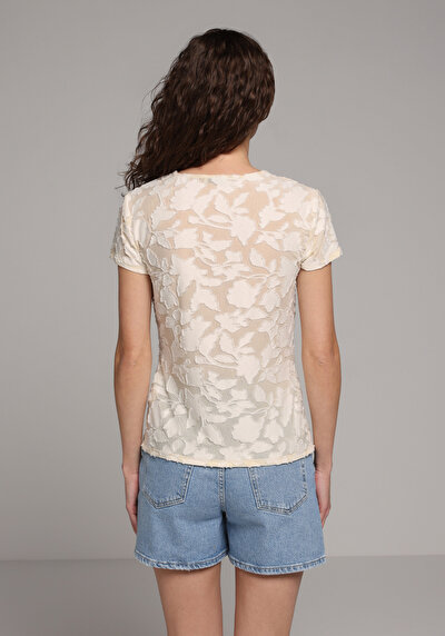 Image de Blouse À Manches Courtes Ecru Slim Fit Manches Courtes Femme