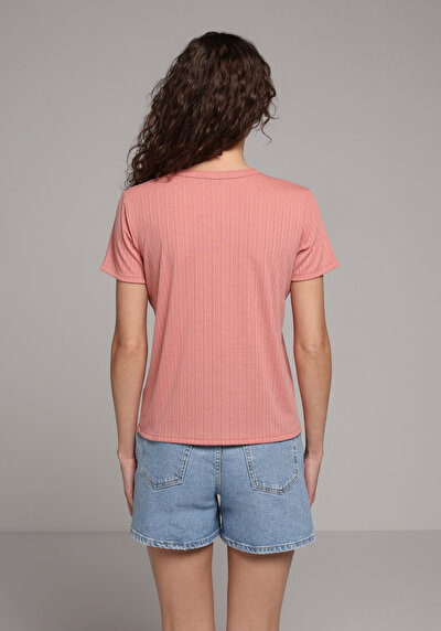 Image de T-shirt À Manches Courtes Rose Regular Fit Droit Femme