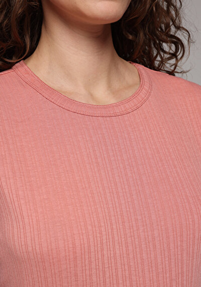 Image de T-shirt À Manches Courtes Rose Regular Fit Droit Femme