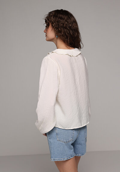 Image de Chemise À Manches Longues Ecru Fashion Fit Droit Uni Femme