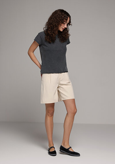Image de T-shirt À Manches Courtes Anthracite Regular Fit Droit Femme