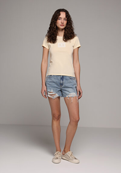 Image de Blouse À Manches Courtes Jaune Slim Fit Manches Courtes Femme