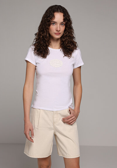 Image de Blouse À Manches Courtes Blanc Slim Fit Manches Courtes Femme