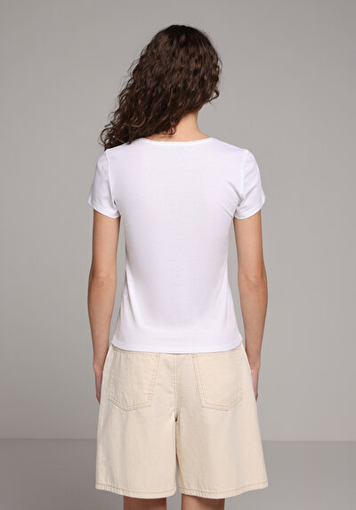 Image de Blouse À Manches Courtes Blanc Slim Fit Manches Courtes Femme