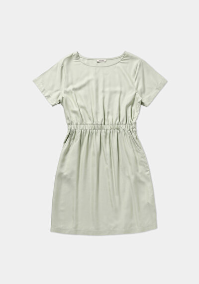 Image de Robe Vert Regular Fit Manches Courtes Mini Sergé Femme