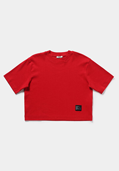 Image de T-shirt À Manches Courtes Rouge Oversize Fit Droit Femme