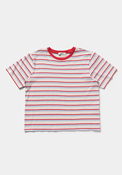 Afficher les détails de T-shirt À Manches Courtes Multicolou Regular Fit Rayé Femme