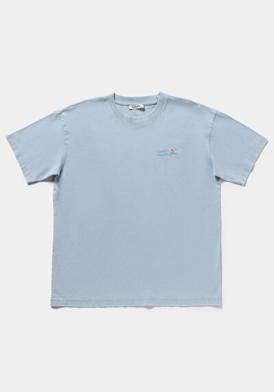 Image de T-shirt À Manches Courtes Bleu Relaxed Fit Droit Femme