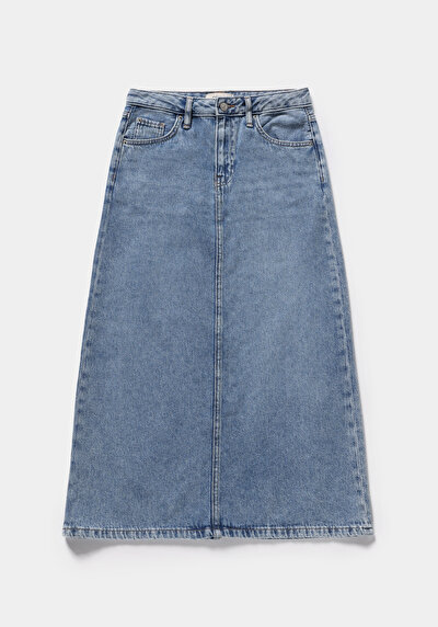 Afficher les détails de Jupe Denim Slim Fit Droit Jean Maxi Femme