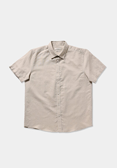 Image de Chemise À Manches Courtes Beige Droit Regular Fit Homme