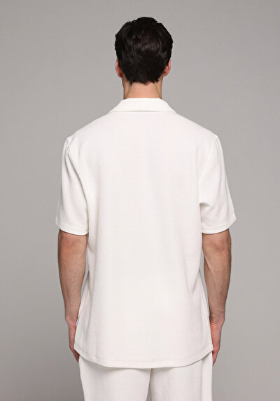 Afficher les détails de Chemise À Manches Courtes Blanc Droit Regular Fit Homme