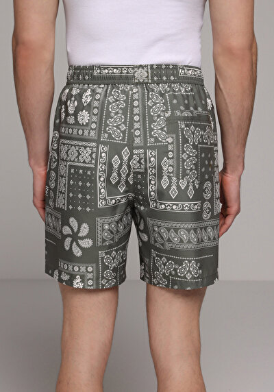 Image de Short De Bain Kaki Regular Fit Doublé Homme