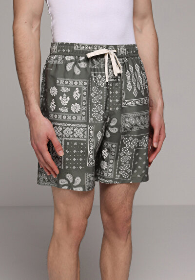 Image de Short De Bain Kaki Regular Fit Doublé Homme