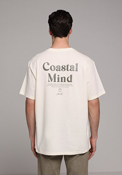 Image de T-shirt À Manches Courtes Ecru Comfort Fit Droit Homme
